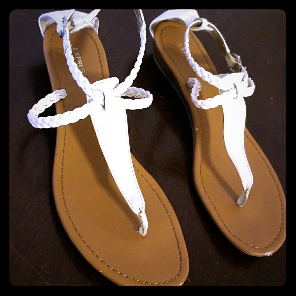 Express white leather sandals